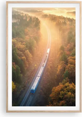 Produktbild von Gerahmtes Poster - Rahmen in heller Eiche - Bahn Herbst So - 61x91,5 cm - Wand Bild - Wanddeko - Wandbilder - Kunstposter - Wandposter - Bilderrahmen - Bilder - Kunstdruck - P2NPA61x91-4632