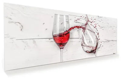 Produktbild von Glasbild 125x50cm in XXL für Wohnzimmer, Schlafzimmer Motiv Rotweingläserfall