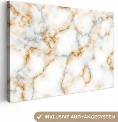 Obrázek produktu pro OneMillionCanvasses® - Obrazy na plátně - 140x90 cm, Mramor - Bílá - Šedá - Zlatá, Nástěnné dekorace - Fotografie na plátně - Obraz na dřevěném rámu