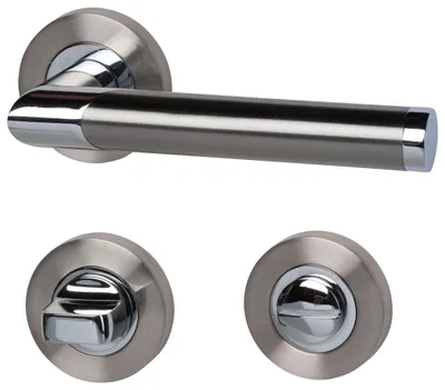Produktbild von Rosettengarnitur für Bad-WC-Türen, inkl. WC-Riegel, Schaubrosette Ø52mm