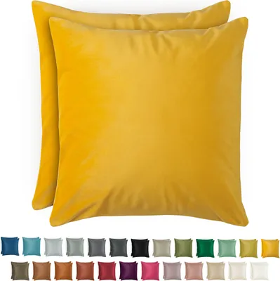 Produktbild von Blumtal 2er Set Kissenbezug 50x50 cm Samt - edler Kopfkissenbezug aus Samt, weiche Kissenhülle Velvet, Sunflower Yellow - Gelb