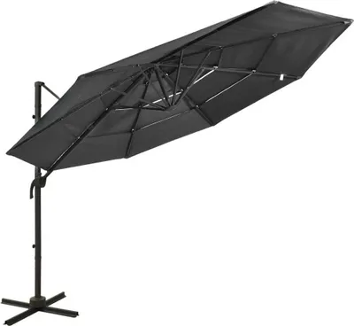 Produktbild von Sonnenschirm mit Aluminium-Mast 4-lagig Anthrazit 3x3 m