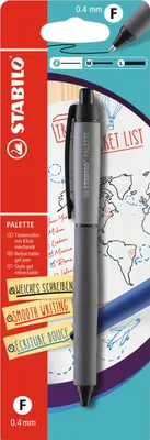 Image de Roller à encre avec mécanisme à pression - STABILO PALETTE en noir - largeur de trait F (0,4 mm) - stylo simple - couleur d'encre noire