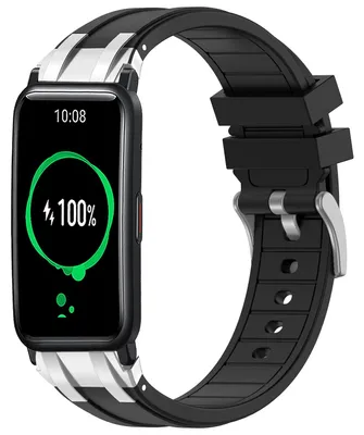 Produktbild von Für Honor Watch ES 20mm Schnellwechsel Silikon Armband Metallschließe Schwarz