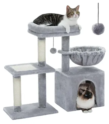 Immagine prodotto di Katzenbaum, struttura a più piani, rifugio accogliente, colore grigio