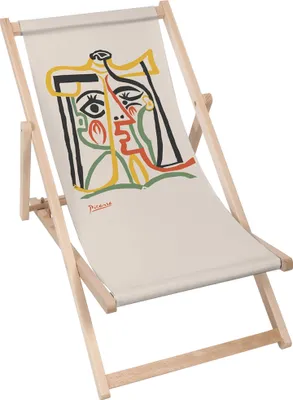 Produktbild von Dreamroots Liegestuhl klappbar Holz, bis zu 130 kg, Sonnenliege klappbar mit 3-stufiger Neigungsregulierung der Rückenlehne, Picasso Abstract 3