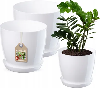 Obrázek produktu pro Plastové květináče KADAX "Agen", květináč s podšálkem. Květináč, 23 cm + 28 cm, bílý
