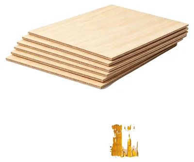 Zdjęcie produktu dla Płyty sklejki brzozowej, grubość 3 mm, wymiary 30 x 30 cm, 6 sztuk, płyta z naturalnego drewna, kompatybilna z laserowymi ploterami