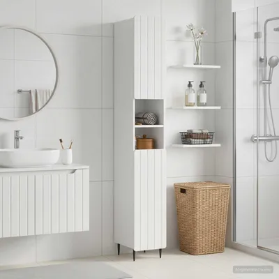 Obrázok produktu pre Maison Exclusive – Skrinka do kúpeľne s otvorenou policou, model ZWOLLE, lesklá biela