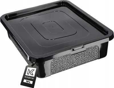 Produktbild von KADAX Kunststoffbehälter 10 l mit Deckel, schwarzer abschließbarer Box-Organizer