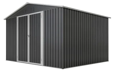 Immagine prodotto di Grande casetta da giardino in metallo 300x252x191 cm XXXL Casetta per attrezzi con tetto a due falde Casetta da giardino Magazzino Antracite
