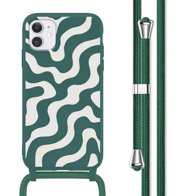 Produktbild von imoshion SilikonHülle design mit Band iPhone 11 - Petrol Green Groovy