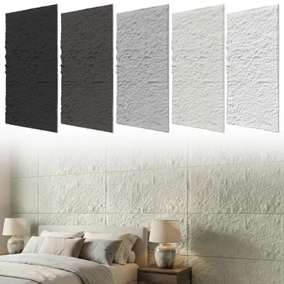 Produktbild von JOIEYOU 3 Stück Wandpaneele Steinoptik 120x60 cm, 3 cm PolyurethanWandverkleidung, Naturstein Design 3D Wandverblender für Wohnzimmer Küche, Cremeweiß