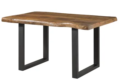 Image de MASSIVMOEBEL24 | Table à manger 140x90 en bois de manguier laqué naturel pieds en U anthracite mat FREEFORM 5