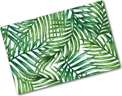 Produktbild von Tulup Glas Herdabdeckplatte - 80x52 cm - Glaskeramikkochfeld-Abdeckung Spritzschutz Glasabdeckplatte - Einteilig - Blumen & Pflanzen - Palmenblätter - Grün