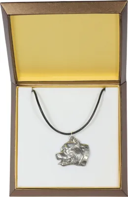 Produktbild von Pit Bull, American Pit Bull Terrier, Pitbull, APBT - Hundehalsband in Geschenkbox, versilbertes Medaillon für Hundefans, markanter Anhänger der Marke Art-Dog
