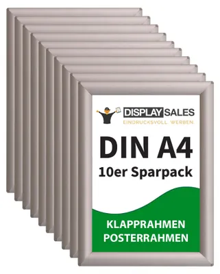 Wechselrahmen DIN A4, 10 Stück, Aluminium, Silber, 25 mm