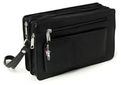 Produktbild von DrachenLeder Handgelenktasche schwarz Leder Herren Smartphonefach D2OTJ512S
