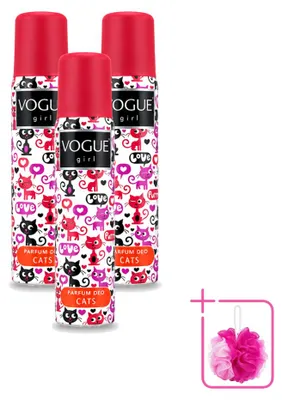 Productafbeelding van 3 x Vogue Girl Cats Deodorant - Witte chocolade en jasmijn - 100 ml - Voordelige verpakking - 3 stuks