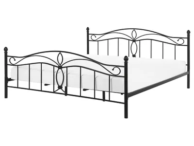Produktbild von BELIANI Bett Schwarz Metall 160 x 200 cm mit Lattenrost hohem Kopfteil Verzierungen Romantisch Klassisch für Mädchen Jugendzimmer Schlafzimmer