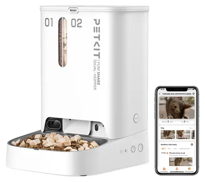 Obrázok produktu pre PETKIT YUMSHARE Dual, Automatické kŕmidlo, Akrylonitrilbutadienstyren (ABS), Biela, Vnútorný, CE, Univerzálne