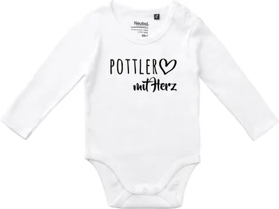 Produktbild von Huuraa Baby Body Pottler mit Herz 62 White  Baumwolle Fairtrade Langarmbody Geschenkidee