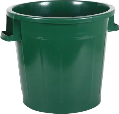 Produktbild von Runde Abfalltonne 50 Liter, grün, aus recyceltem Kunststoff, ohne Deckel, für Außenbereich