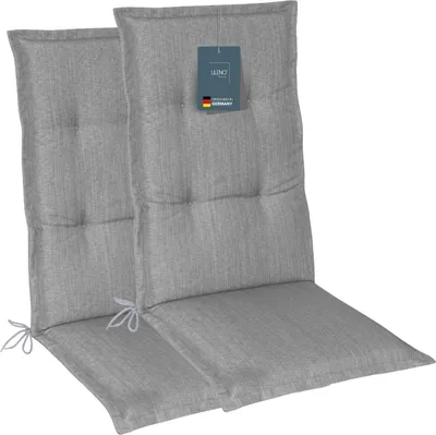Produktbild von LILENO HOME Gartenstuhl Auflagen als [2er Set - Hochlehner] in Silber - bequeme Liegen als Sitzauflagen für Gartenmöbel - Stuhlkissen für Gartenstühle und Klappstühle