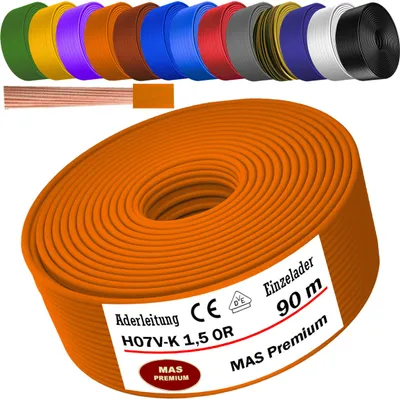 Produktbild von 90m Aderleitung H07 V-K OR 1x1,5 mm² Orange Einzelader flexibel