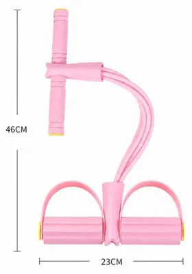 Produktbild von Pedaltrainer - Widerstandsband mit 8 Elastikschläuchen - Multifunktionales Zugseil - Taille- und Bauchtraining - Rückentraining - Für Zuhause und Fitnessstudio - Rosa