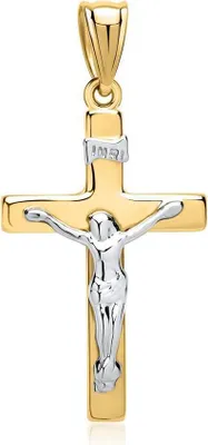 Produktbild von Kreuz Anhänger Jesus aus 333er Gelbgold+Weißgold (8K Gold) GP0201