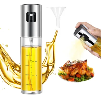 Image de Distributeurs d'huile en verre - capacité de 100 ml avec entonnoir - pour huile d'olive et vinaigre en cuisine, ainsi que pour les friteuses à air - lot de 2