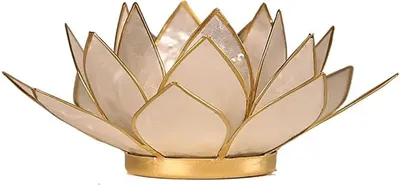 Produktbild von Lotus Teelichthalter weiß goldfarbig -- 13.5 cm
