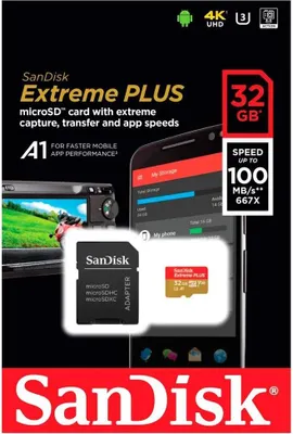 Immagine prodotto di SanDisk MicroSDHC karta 32GB Extreme PLUS (10MB/s, UHS-I V30, Rescue Pro Deluxe) + adaptér