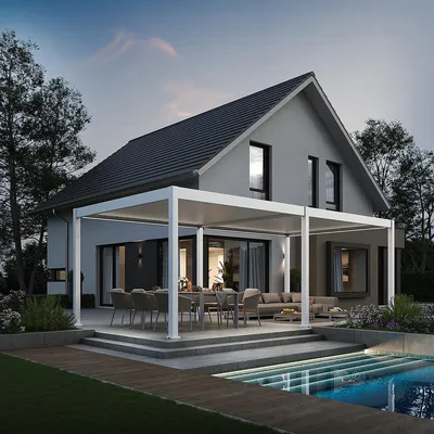 Produktbild von Weide E-Deluxe elektrische Pergola Voll-Aluminium 3,6x7,2m mit Lamellendach weiß
