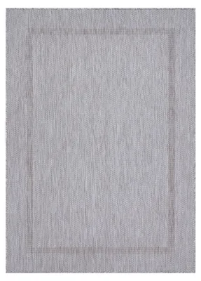 Image de Teppium Tapis Extérieur 140x200 cm Argent Design Bordure Tissage Plat Résistant aux Intempéries Lavable pour Salon Salle à Manger Balcon