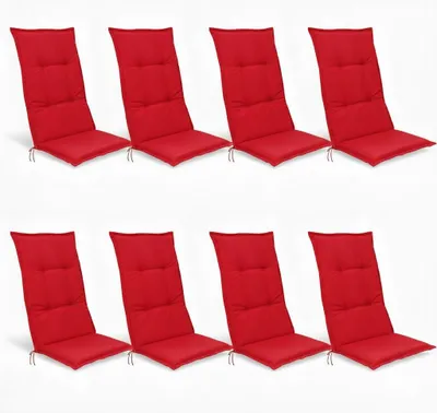 Immagine prodotto di Beautissu Set di 8 cuscini per sedie con schienale alto Base HL, 120x50x6 cm, rosso