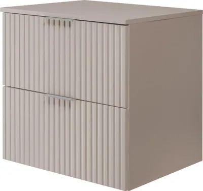 Produktbild von Waschtischunterschrank, Mattweiß, 60 x 57 x 46 cm, silberner Griff + Arbeitsplatte