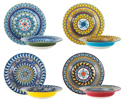 Produktbild von Set aus 4 Bohemian Suppentellern aus Porzellan