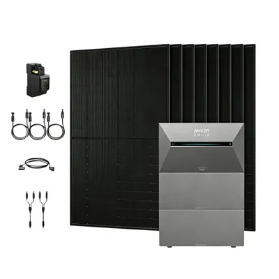 Produktbild von Powerness Balkonkraftwerk mit Speicher,Anker SOLIX Solarbank 3 E2700 Pro + 2x BP2700 Erweiterungsakku & 4000W Bifazial PV Panel & Smart Meter