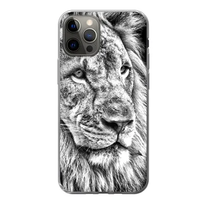Produktbild von MuchoWow® Handyhülle Schutzhülle Hülle für iPhone 13 Pro Porträt - Löwe - Schwarz und weiß Silikon Softcase Handy Hülle - Handy-Tasche