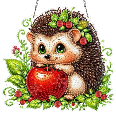 Diamond Painting Fensterbild hängend, Igel, 20x20 cm, DIY-Set