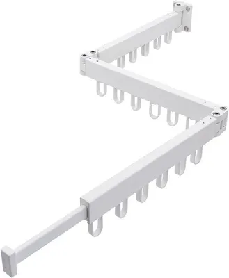 Produktbild von Ausziehbarer Wäscheständer zur Wandmontage, Aluminium-Trockner, 128 cm, 18 Haken, platzsparend, zusammenklappbar, weißer Wäscheständer für Badezimmer, Balkon