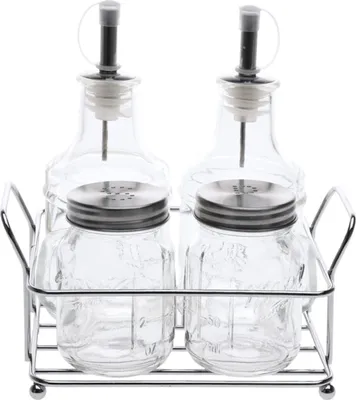 Produktbild von Menage-Set unbefüllt 5 Teile Glas/Metall neuetischkultur