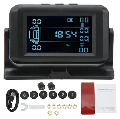 Obrázek produktu pro Bezdrátový systém monitorování tlaku v pneumatikách s 8 senzory, solárním napájením 15 V, vodotěsný, pro karavany a přívěsy nákladních vozidel