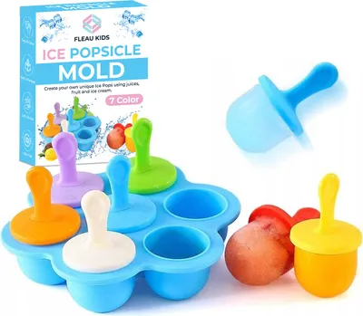 Produktbild von Fleau Silikon-Eisformen – Eis am Stielformen – Eisformen – Eiscremehalter – Auslaufsicher – 7 Stück – BPA-frei
