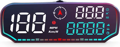 Image de Affichage tête haute, Affichage tête haute universel GPS Compteur de vitesse avec affichage LED 5 pouces Vitesse Boussole Altitude Alarme de fatigue de conduite Alarme de survitesse Kilométrage pour tous les véhicules