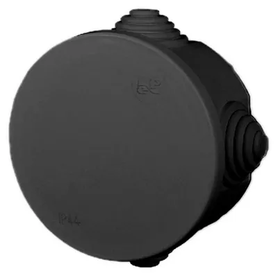 moderne schwarze Abzweigdose, Verteilerdose, Klemmdose / IP 55, feuchtraumgeeignet / halogenfrei / 4, 7, 10 oder 12 Kabeleinführungsmöglichkeiten / rund oder eckig rund / 4 Kabeleinführungen