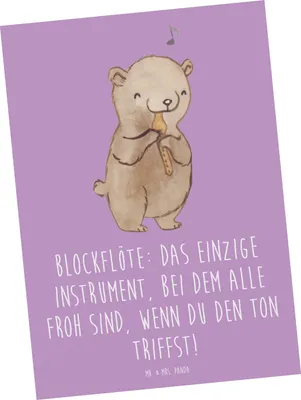 Produktbild von Mr. & Mrs. Panda Fotokarte Blockflöte Freude - Lavendeltraum - Geschenk, Instrument, Kunstkarten, Sopranblockflöte, Grußkarte, Postkarte, Altblockflöte, Musik, bildkarte