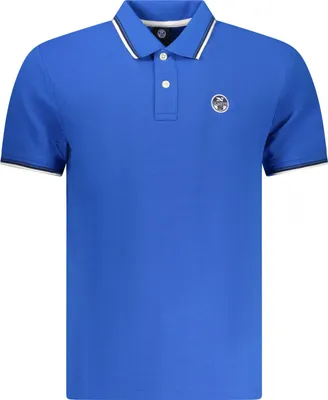 Immagine prodotto di Polo da uomo blu a maniche corte con dettagli a contrasto e applicazione